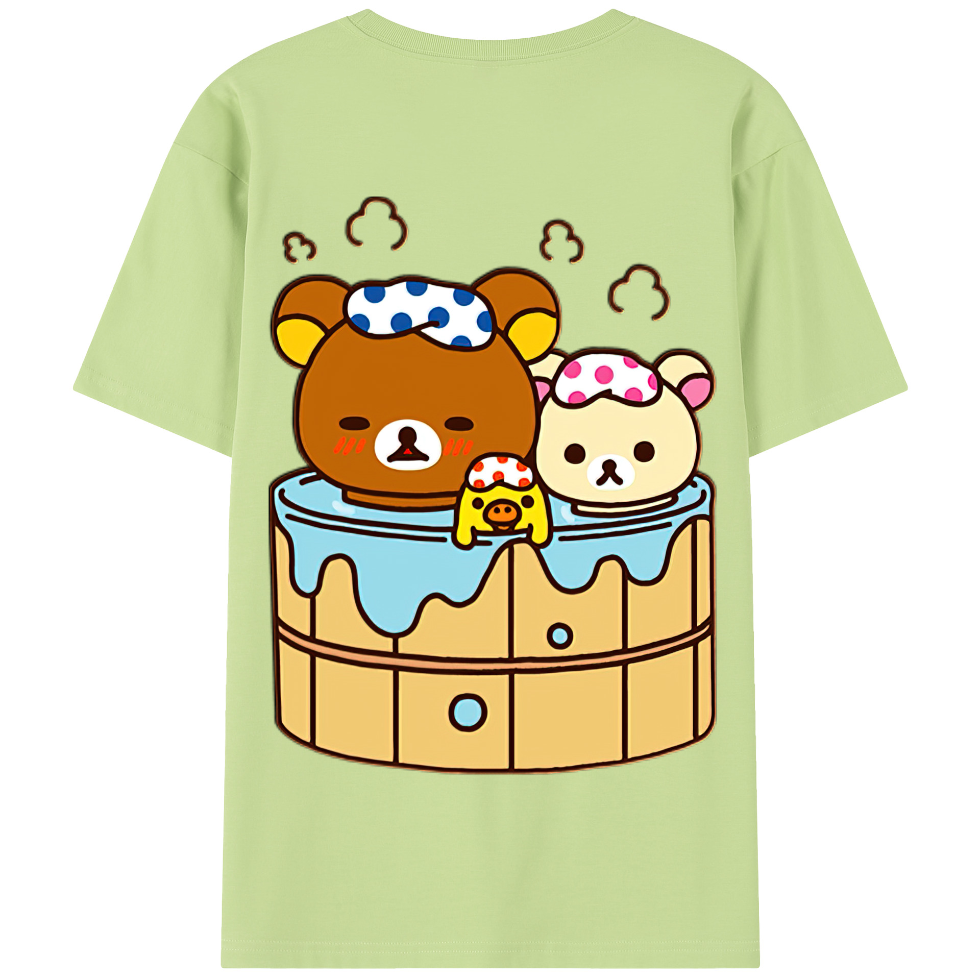 （画像用） リラックマ リラックマ キイロイトリ Rilakkuma Korilakkuma Kiiroitori 綿100％半袖Tシャツ（背面プリント）